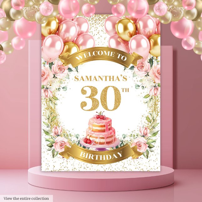 Stylish 30th Birthday Blush Gold Tapestry Design (Stylish 30th Birthday Blush Gold Tapestry Design)