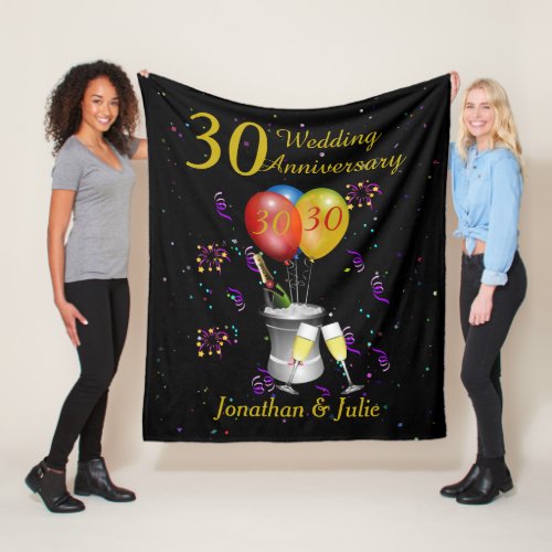 Stylish 30th Wedding Anniversary Celebration Fleece Blanket