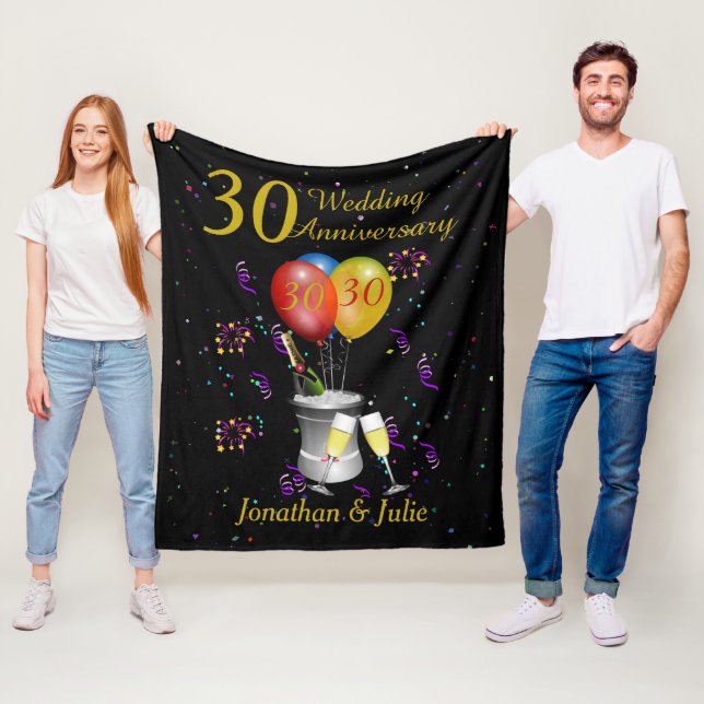 Stylish 30th Wedding Anniversary Celebration Fleece Blanket (In Situ)