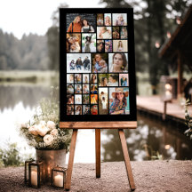 Stylish 35 Photo Collage Black Birthday Party