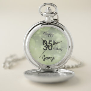 Stylish 35th Birthday Personalised design Pocket Watch