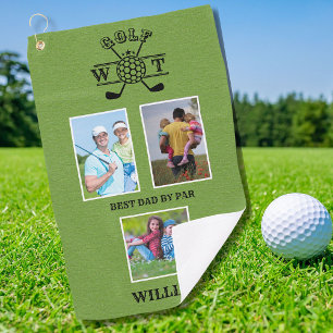 Stylish 3 Photo Best Dad By Par Golf Towel