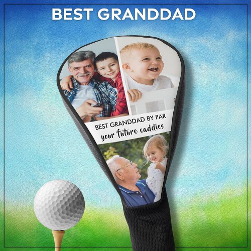 Stylish 3 Photo Best Grandad By Par  Golf Head Cover