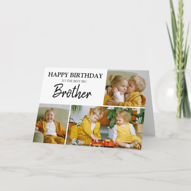 Stylish 3 Photo Collage Birthday Card (Front)