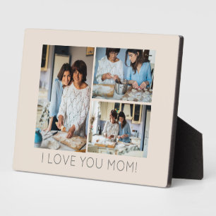 Stylish 3 Photo Collage Message to Mom Plaque