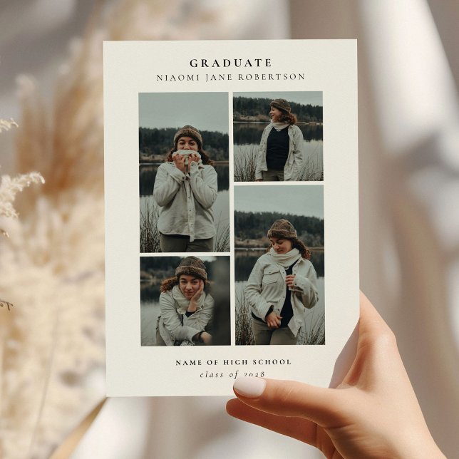 Stylish 4 Photo Collage Graduation  Announcement (Creator Uploaded)