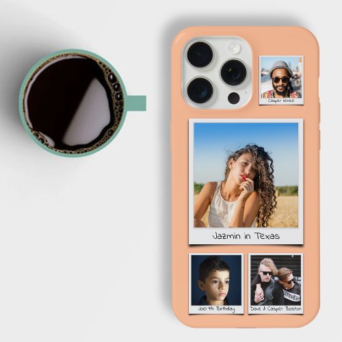 Stylish 4 Photo Collage Peach Fuzz Slim iPhone 15 Pro Max Case