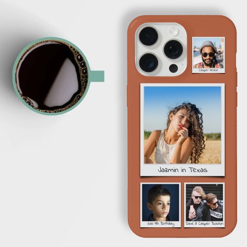 Stylish 4 Photo Collage Topaz Orange Slim iPhone 15 Pro Max Case