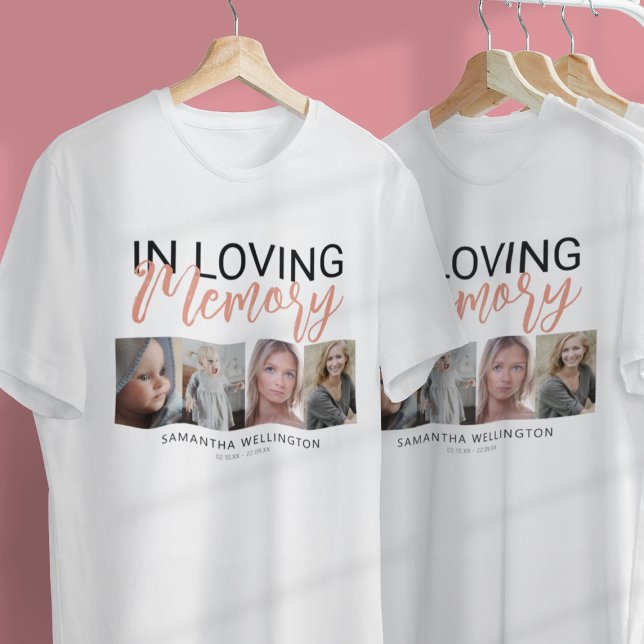 Stylish 4 Photo Memorial  T-Shirt (Creator Uploaded)