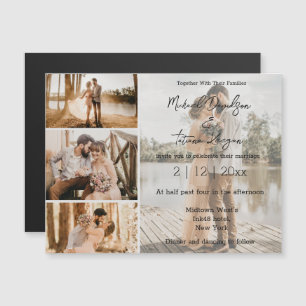 stylish 4 photos collage wedding invitation magnet