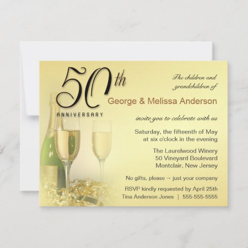 Stylish 50th Anniversary Party Invitations