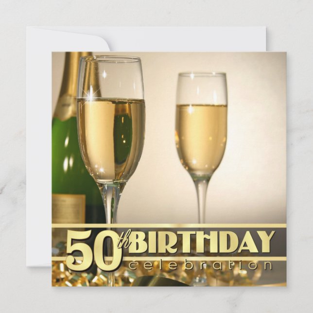 Stylish 50th Birthday Party Invitations - Formal (Front)