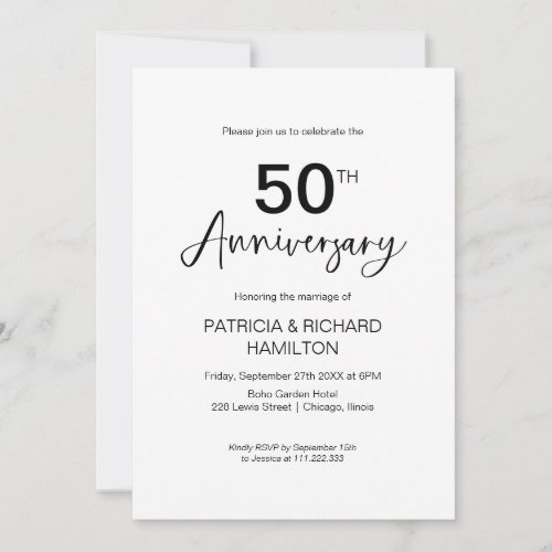 Stylish 50th Wedding Anniversary Invitation