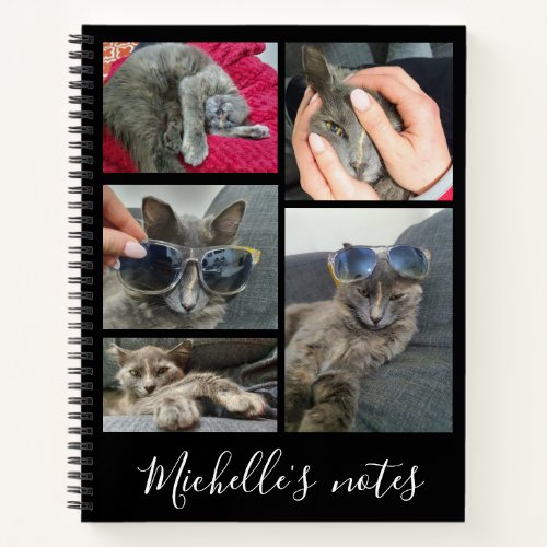stylish 5 photos cat collage custom black Notebook