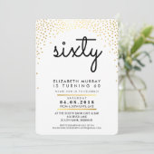 STYLISH 60TH birthday party INVITE gold confetti (Standing Front)