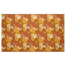 stylish 70s retro mod fabric- Cat kitten Fabric
