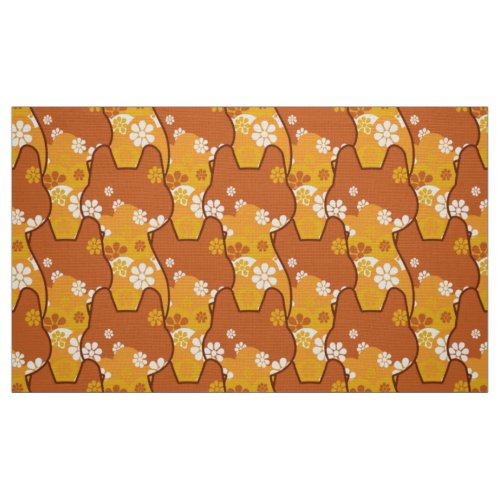 stylish 70s retro mod fabric_ Cat kitten  Fabric