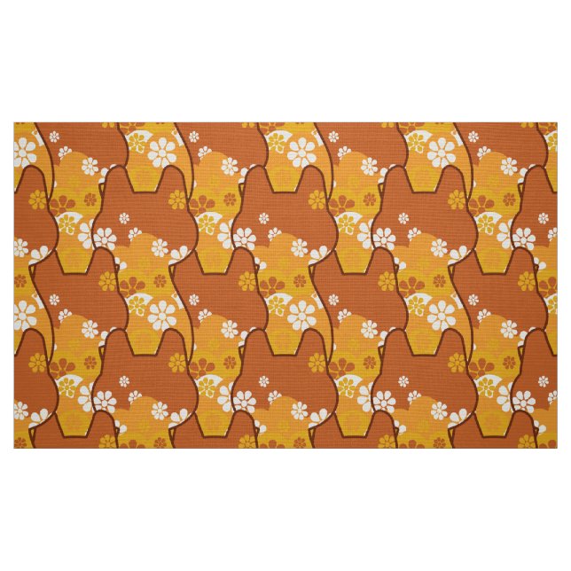 stylish 70s retro mod fabric- Cat kitten  Fabric (Fat Quarter)