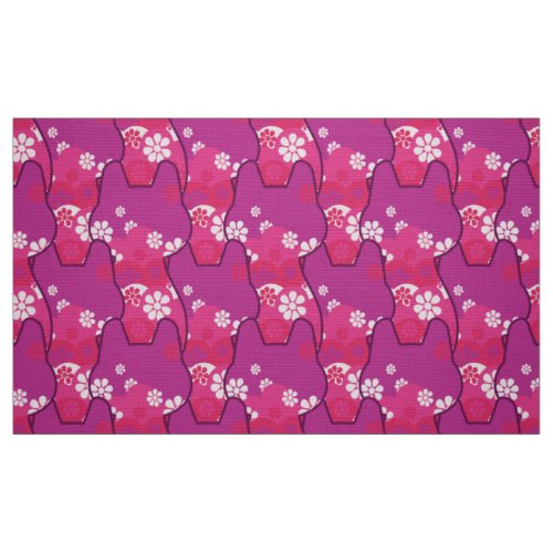 stylish 70s retro mod fabric_ Cat kitten  Fabric