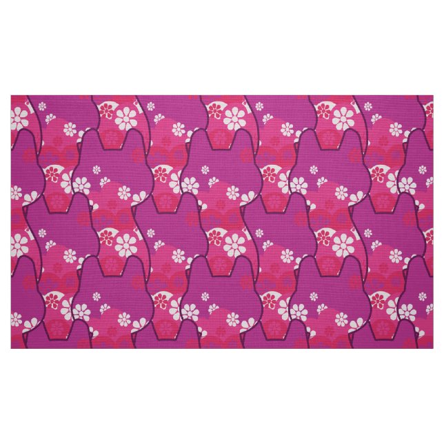 stylish 70s retro mod fabric- Cat kitten  Fabric (Fat Quarter)