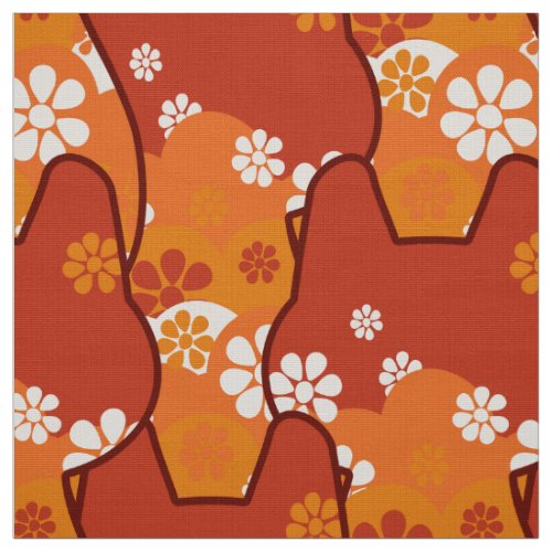 stylish 70s retro mod fabric_ Cat kitten  Fabric