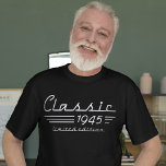 Stylish 79th Birthday Auto Owner, Classic 1945 T-Shirt<br><div class="desc">Mark 79 years of timeless elegance and automotive passion with the "Stylish 79th Birthday Auto Owner, Classic 1945 T-Shirt." Tailored for the individual celebrating this remarkable milestone, the shirt seamlessly merges vintage allure with contemporary sophistication. Adorned with a sleek design inspired by the iconic year 1945, it's a chic and...</div>