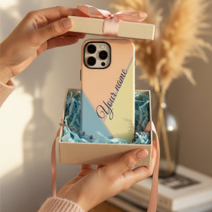 Stylish 80s vintage pastel Color block Custom name iPhone 16 Pro Max Case