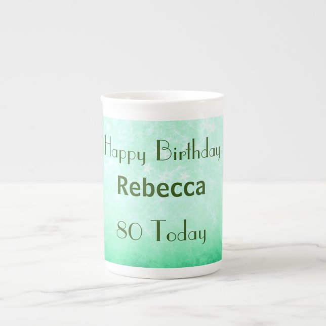 Stylish 80th Birthday Personalised Bone China Mug (Front)
