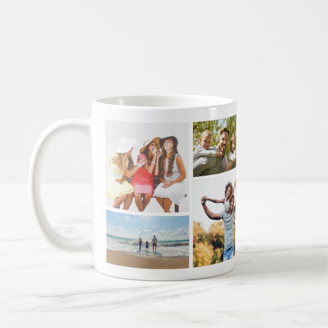Stylish 8 Photo Collage Keepsake Coffee Mug (Left)