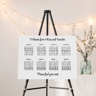 Stylish 8 Table Wedding Seating Chart Foam Board