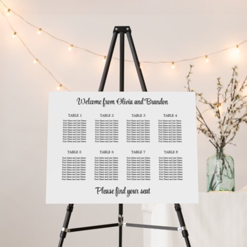 Stylish 8 Table Wedding Seating Chart Foam Board