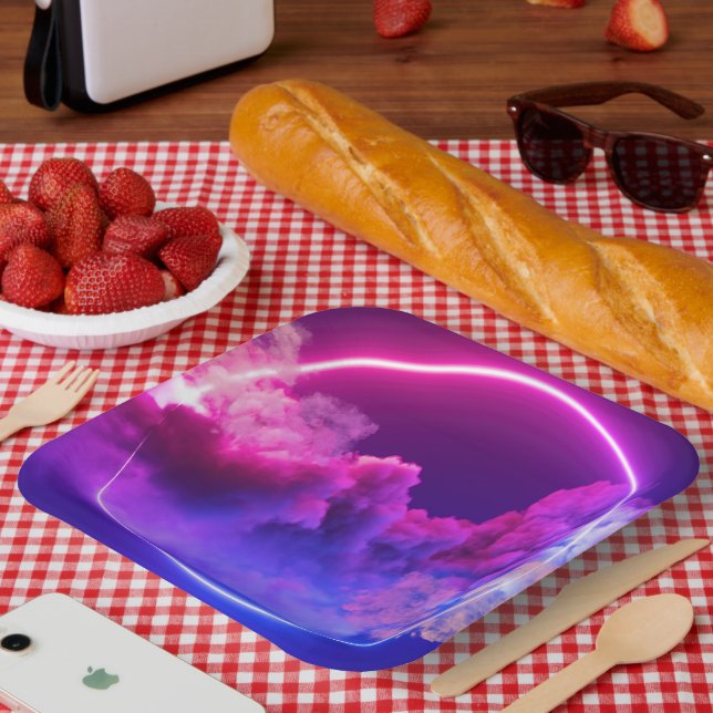 Stylish 9" Square Paper Plate with a Twist (Picnic)