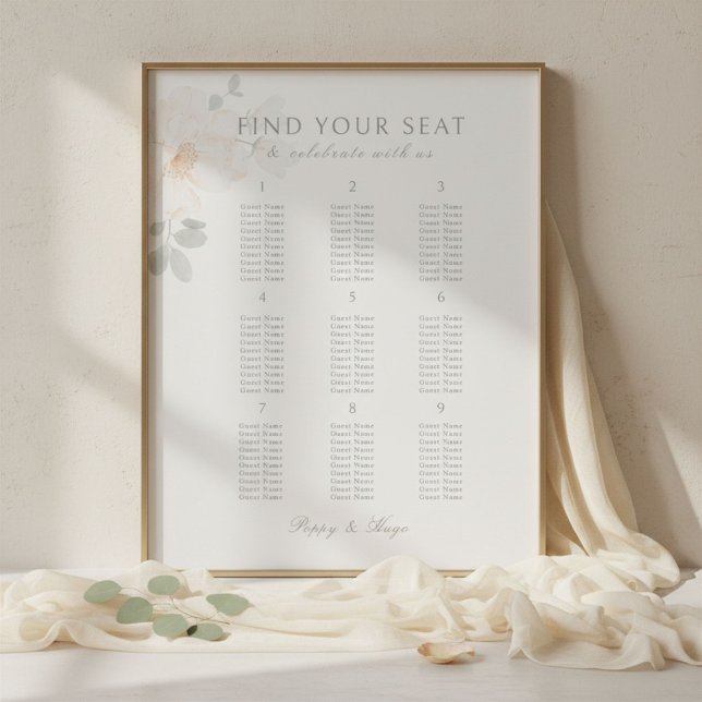 Stylish 9 Table Wedding Poster Seating Chart (Creator Uploaded)