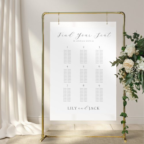 Stylish 9 Table Wedding Poster Seating Chart