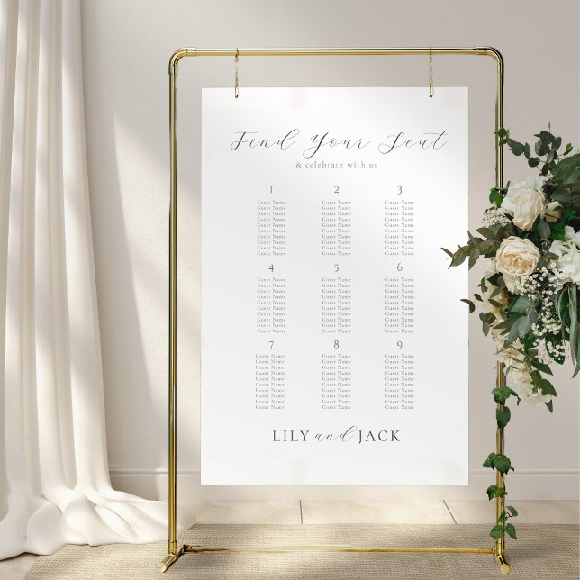 Stylish 9 Table Wedding Poster Seating Chart (Creator Uploaded)