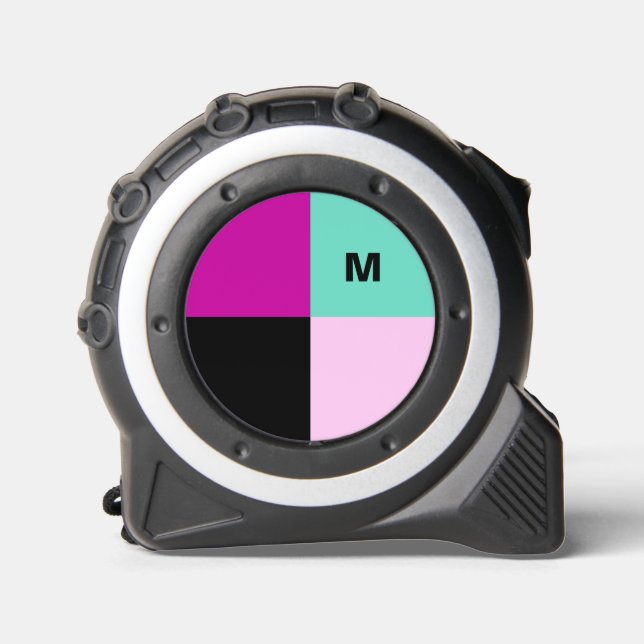 Stylish Abstract Color Block Monogrammed Tape Measure (Front)