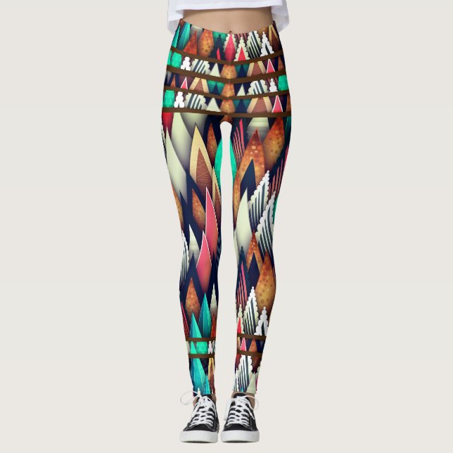 Stylish Abstract Colors Look  Leggings (Front)