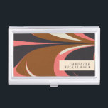 Stylish Abstract Contemporary Elegant Personalized Business Card Case<br><div class="desc">Bold Abstract Design Personalized Business Card Case in Brown,  Navy,  and Salmon Pink</div>
