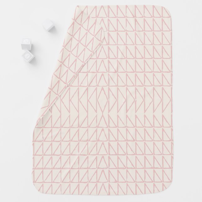 Stylish Abstract Geometric Line Art in Blush Pink Baby Blanket (In Situ)