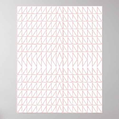 Stylish Abstract Geometric Line Art in Blush Pink Poster