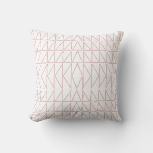 Stylish Abstract Geometric Line Art in Blush Pink Throw Pillow