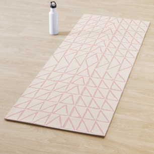 Stylish Abstract Geometric Line Art in Blush Pink Yoga Mat
