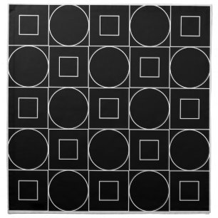 Stylish Abstract Geometric Patterned Black & White Cloth Napkin