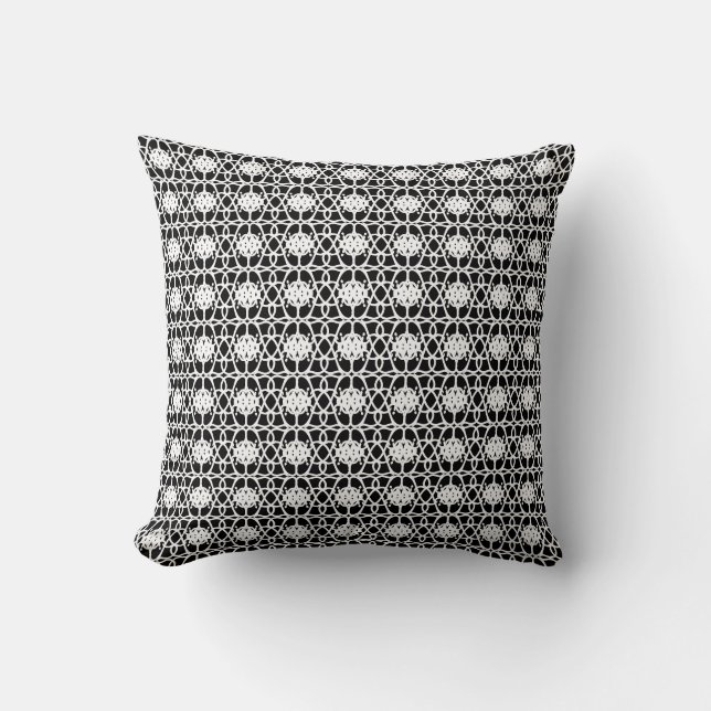 Stylish abstract geometric shape in black & white throw pillow (Front)