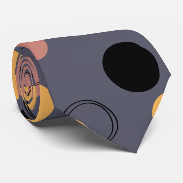 Stylish abstract gray black yellow pattern men neck tie (Rolled)