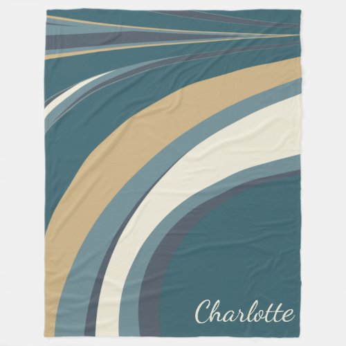 Stylish Abstract Marble Art in Teal Personalized Fleece Blanket