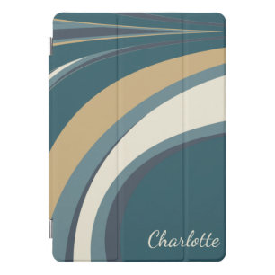 Stylish Abstract Marble Art in Teal Personalized iPad Pro Cover
