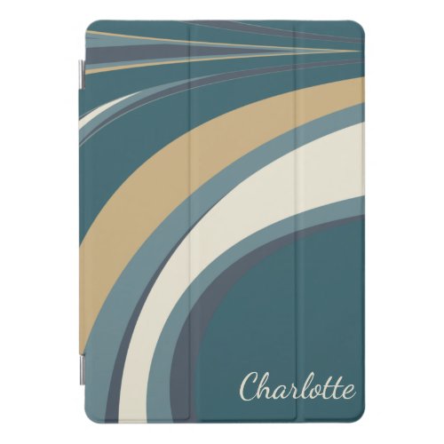 Stylish Abstract Marble Art in Teal Personalized iPad Pro Cover