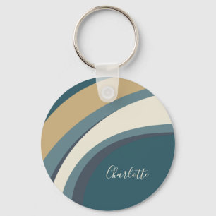 Stylish Abstract Marble Art in Teal Personalized Keychain