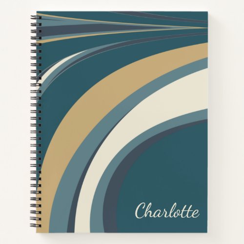 Stylish Abstract Marble Art in Teal Personalized Notebook
